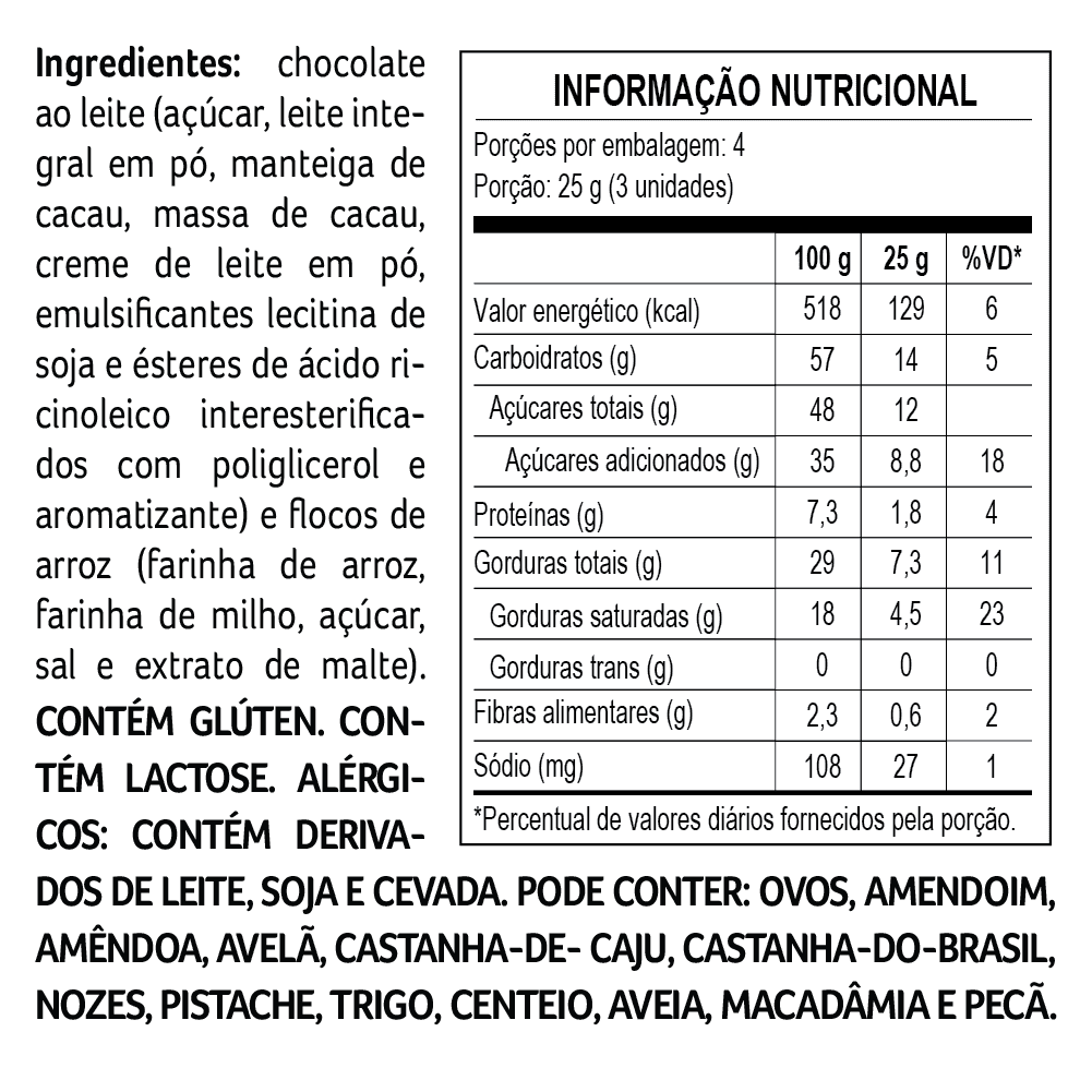 Flocos Crocantes Bytes ao Leite 100g