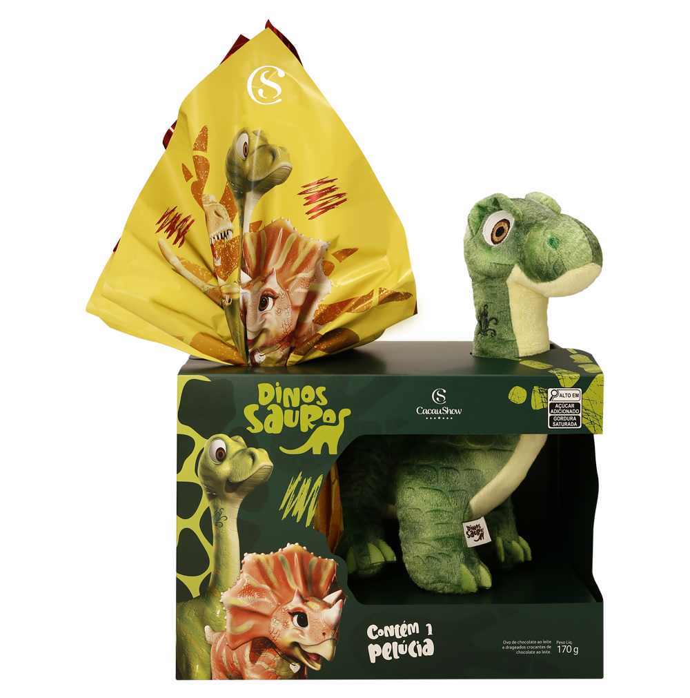 Ovo de Páscoa ao Leite Dinossauros Pelúcia Dylan 170g