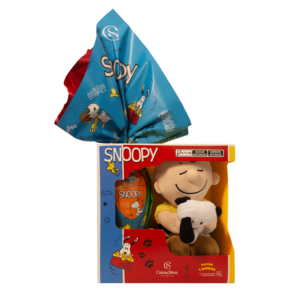 Ovo de Páscoa ao Leite Pelúcia Snoopy com Charlie Brown 170g